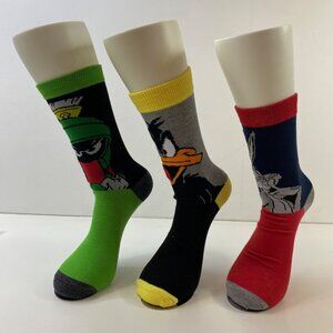 Looney Tunes Unisex Crew Socks 3 Pack Marvin The Martian Daffy Duck Bugs Bunny